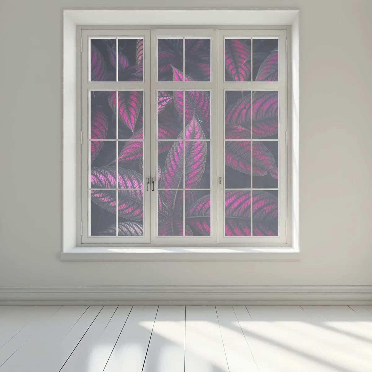 Fensteraufkleber leuchtendes violettes blättermotiv Fensteraufkleber leuchtendes violettes blättermotiv