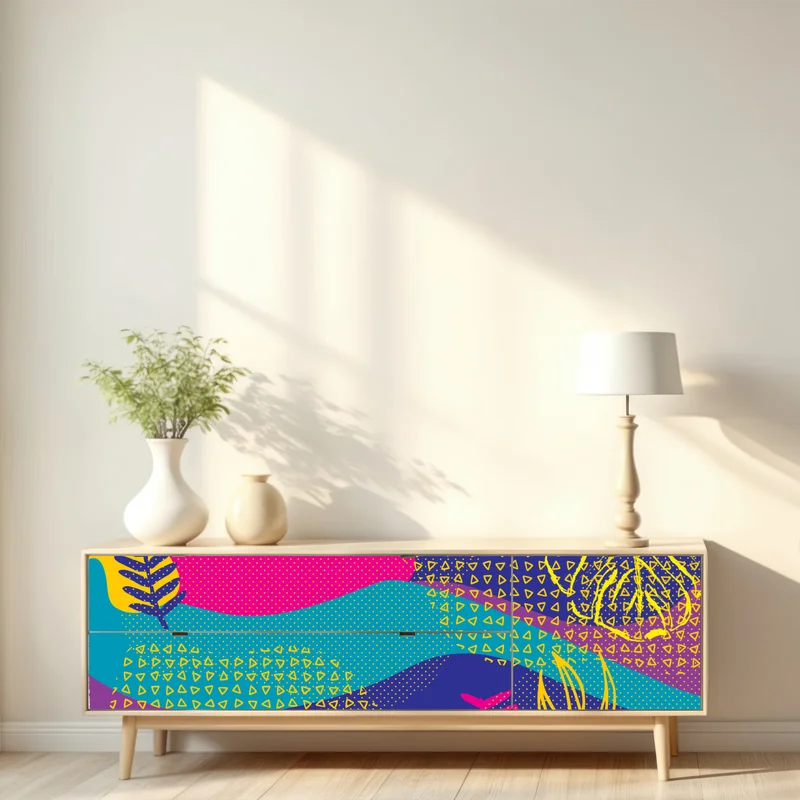 Repositionierbarer Aufkleber lebhaftes abstraktes tropenmuster