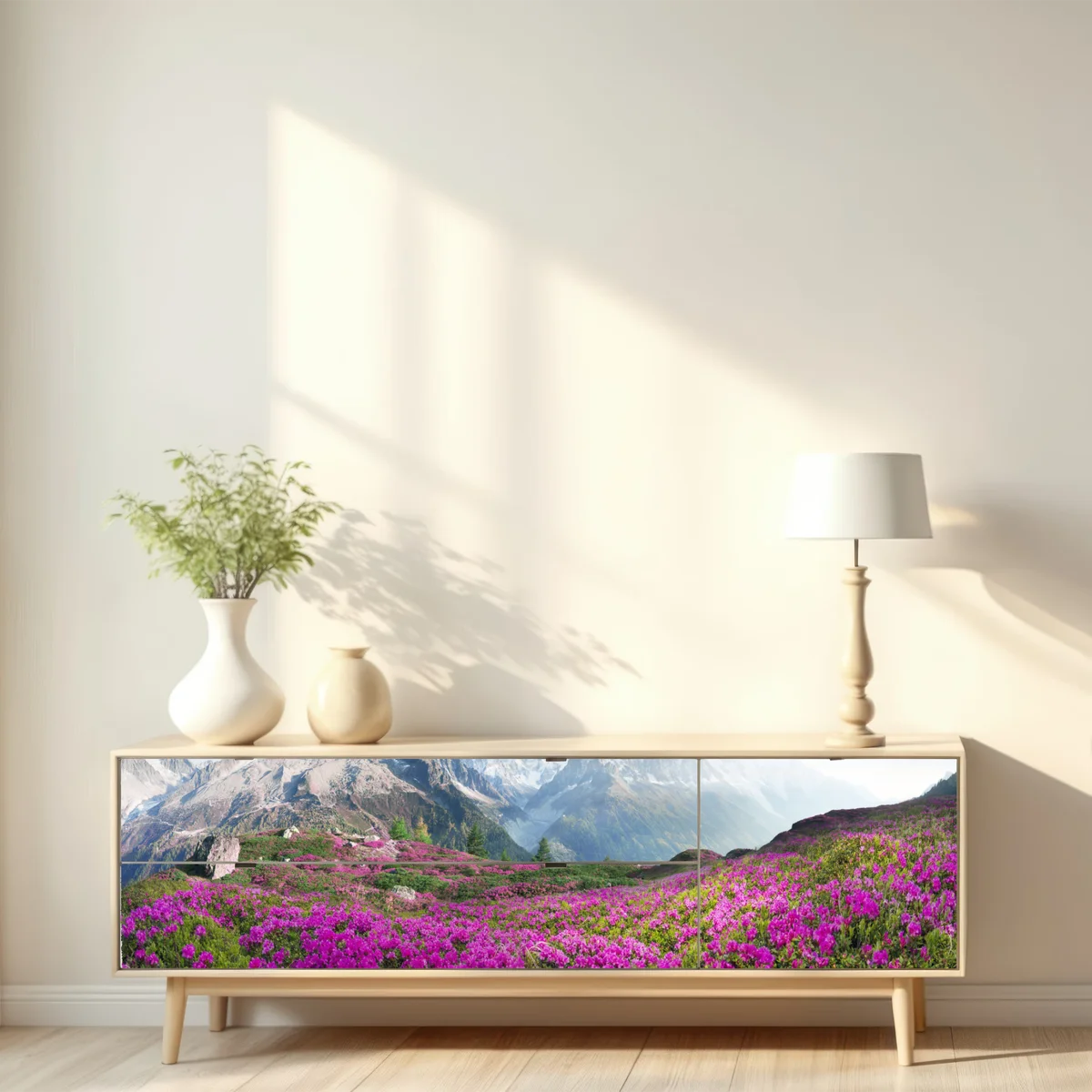 Repositionierbarer Aufkleber alpine rhododendronwiese bei Mont Blanc Repositionierbarer Aufkleber alpine rhododendronwiese bei Mont Blanc