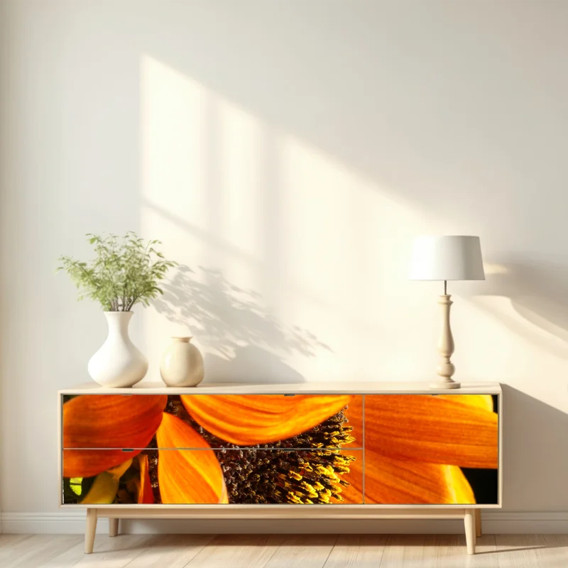 Repositionierbarer Aufkleber leuchtende orange sonnenblume nahaufnahme Repositionierbarer Aufkleber leuchtende orange sonnenblume nahaufnahme