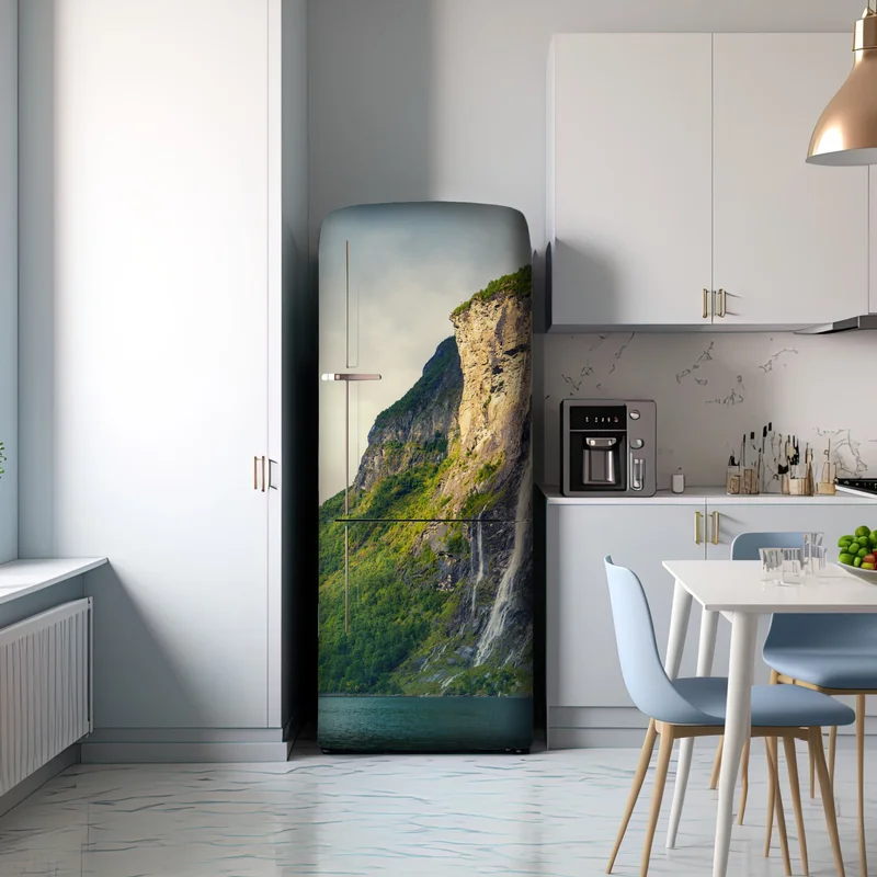 Kühlschrankaufkleber wasserfälle an fjordklippen