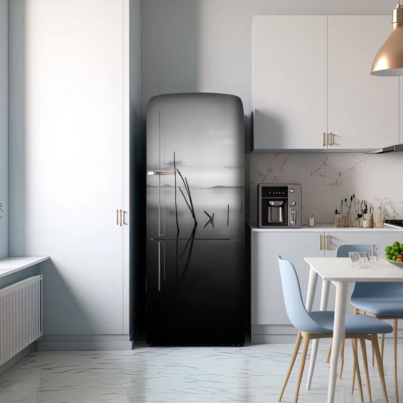 Kühlschrankaufkleber ruhiger monochromer see mit reflexionen Kühlschrankaufkleber ruhiger monochromer see mit reflexionen