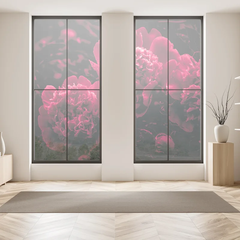 Fensteraufkleber stimmungsvolle rosa pfingstrosen Fensteraufkleber stimmungsvolle rosa pfingstrosen