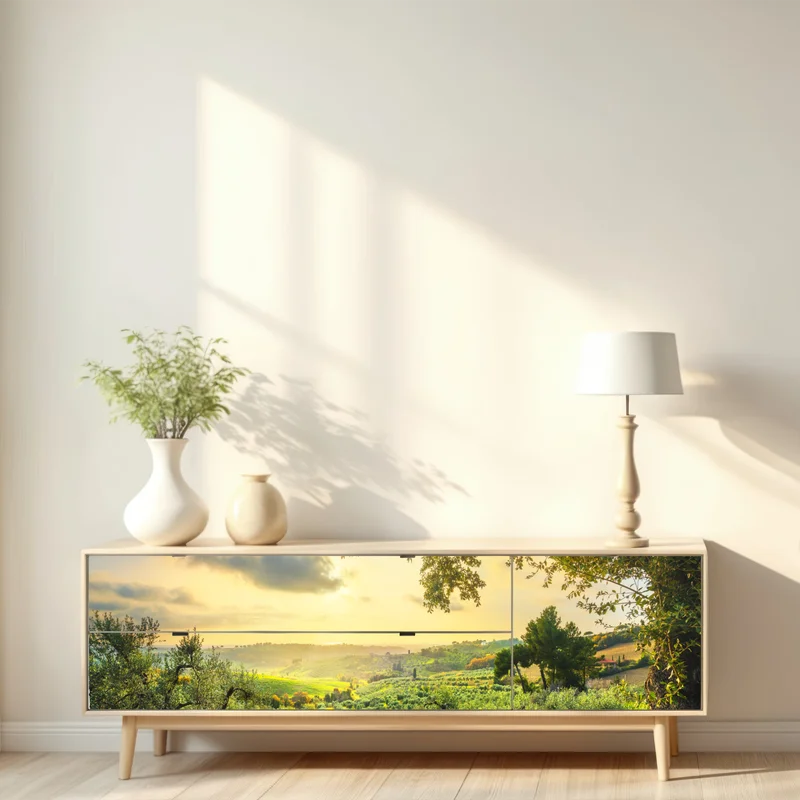 Repositionierbarer Aufkleber olivenhain bei sonnenuntergang in Maremma, Toskana Repositionierbarer Aufkleber olivenhain bei sonnenuntergang in Maremma, Toskana