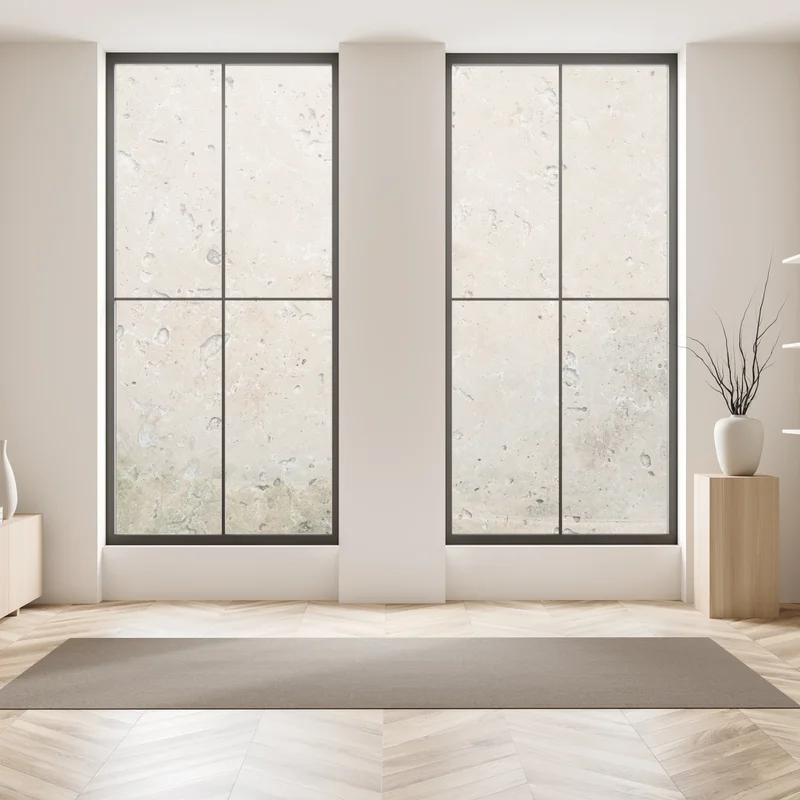 Fensteraufkleber beige travertin steinstruktur