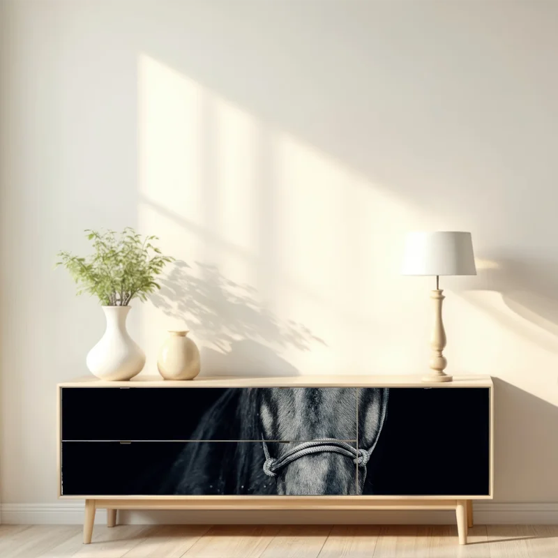 Repositionierbarer Aufkleber majestätisches schwarzes pferdeporträt