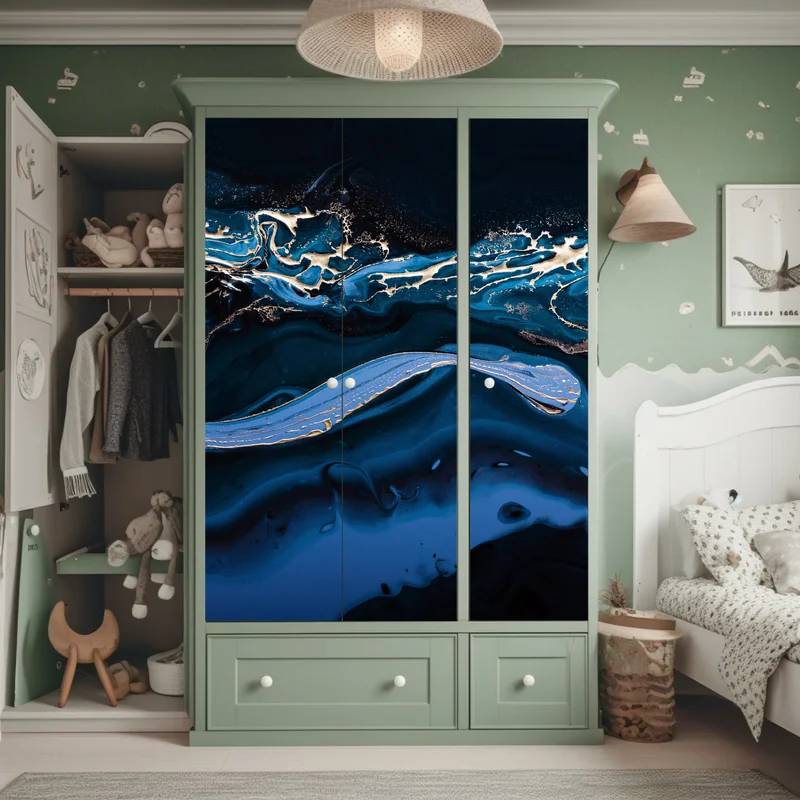 Schrankaufkleber marineblaue und goldene abstraktion