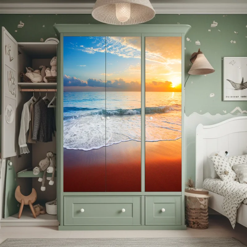 Schrankaufkleber ruhiger sonnenuntergang über dem meer