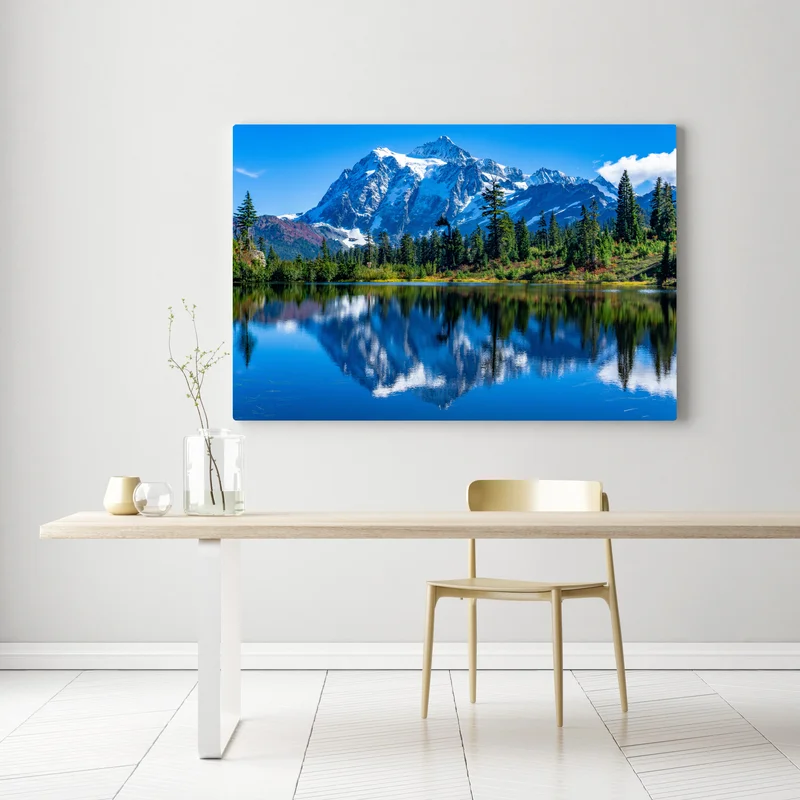 Leinwandbild majestätische bergspiegelung über dem see Leinwandbild majestätische bergspiegelung über dem see