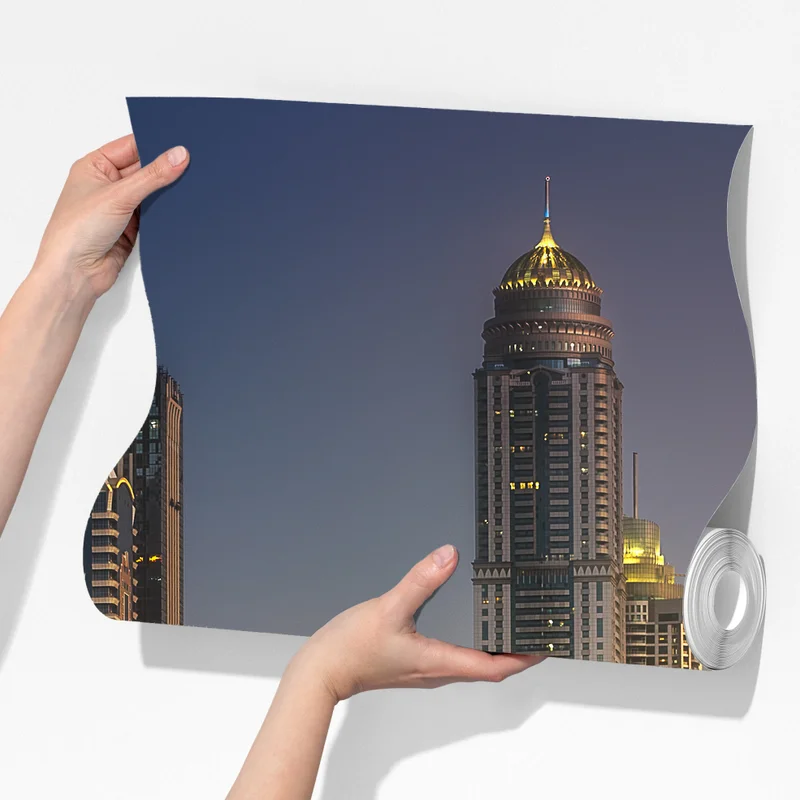 Fototapeta złota panorama miasta o zmierzchu Fototapeta złota panorama miasta o zmierzchu