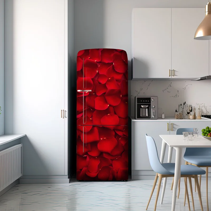 Kühlschrankaufkleber rote rosenblätter hintergrund