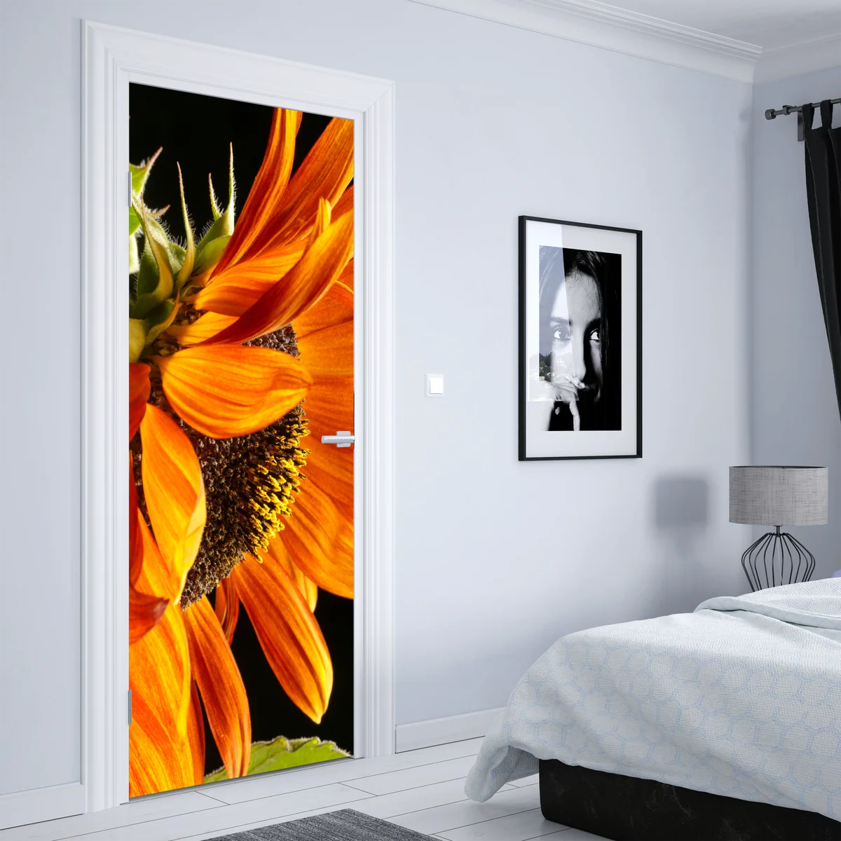 Türaufkleber leuchtende orange sonnenblume nahaufnahme Türaufkleber leuchtende orange sonnenblume nahaufnahme