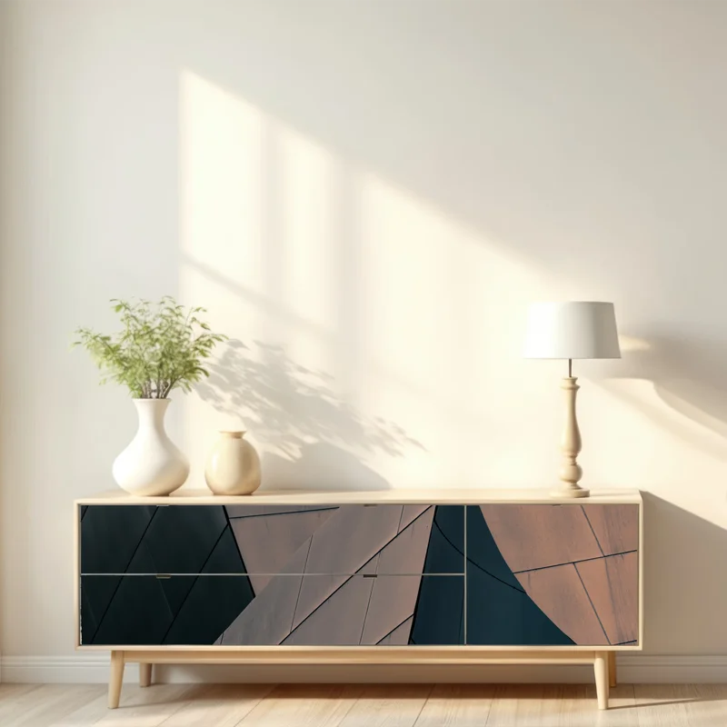 Repositionierbarer Aufkleber geometrische architekturformen aus metall