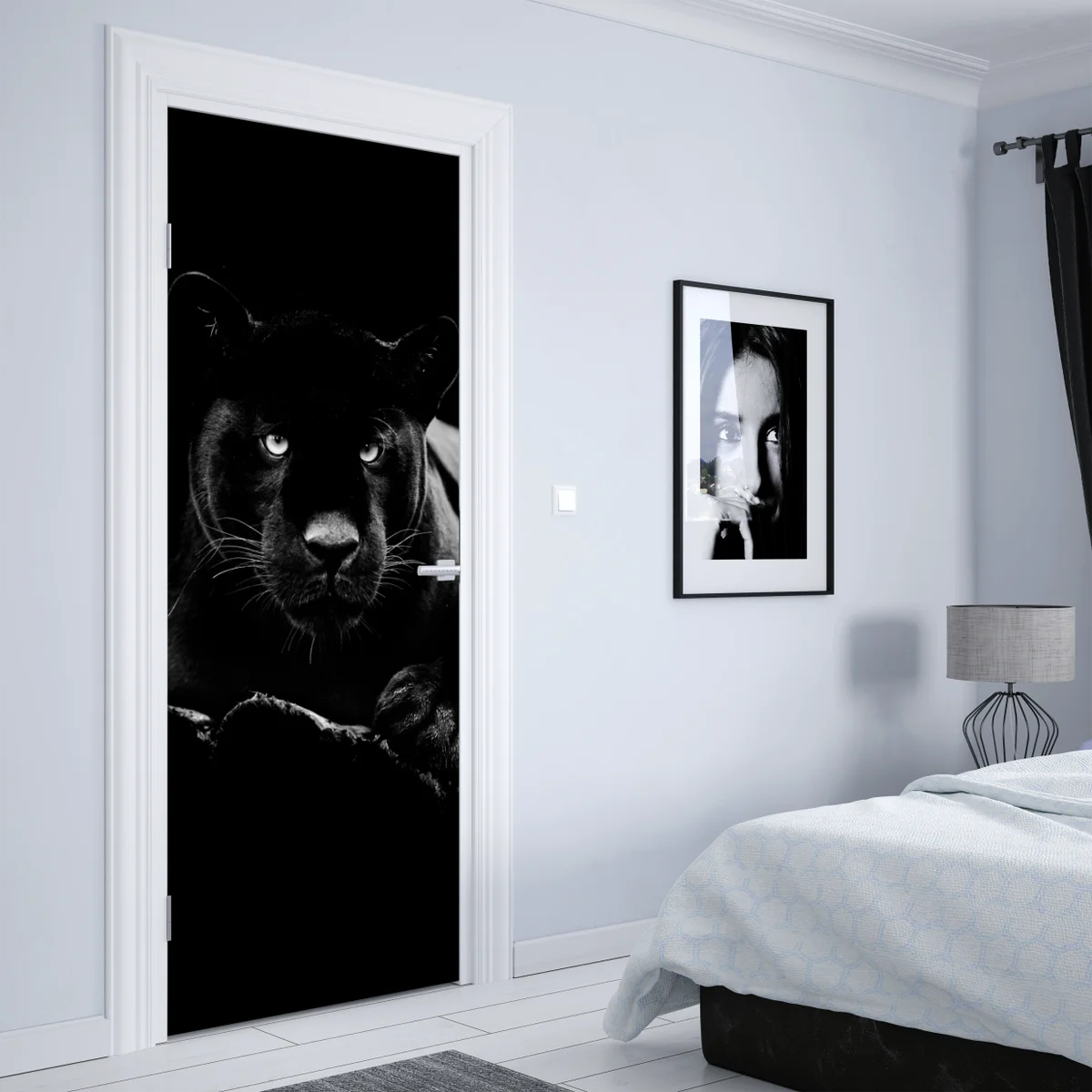 Türaufkleber majestätisches porträt eines schwarzen panthers Türaufkleber majestätisches porträt eines schwarzen panthers