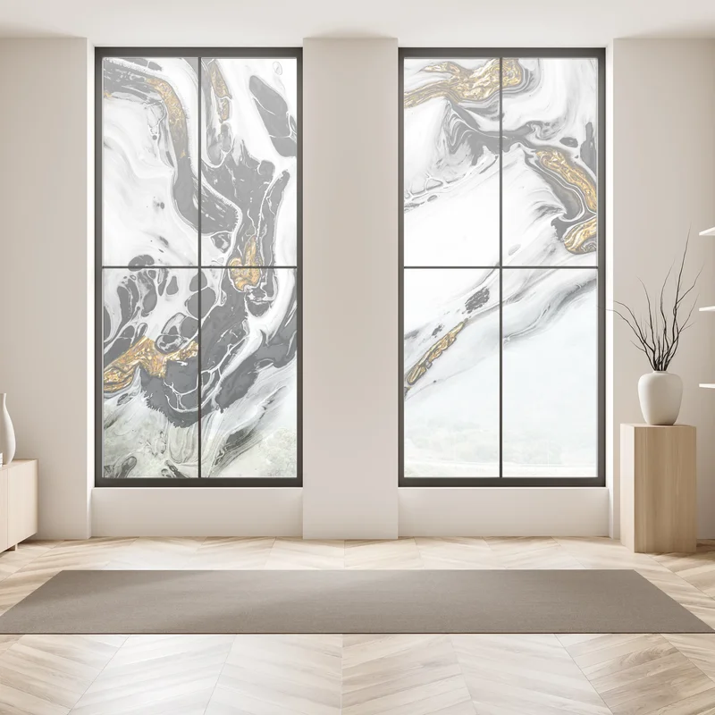 Fensteraufkleber schwarz-weiße abstraktion mit goldenen adern