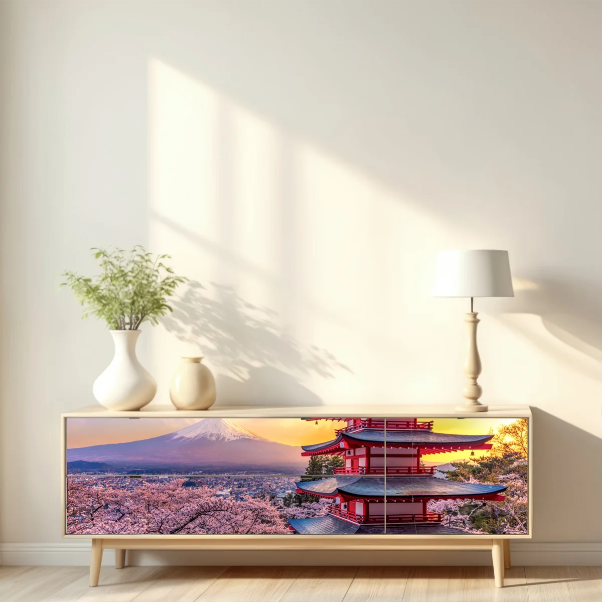 Repositionierbarer Aufkleber sonnenuntergang über dem Fuji und der Chureito-Pagode • Repositionierbare Aufkleber bei Wallnifity® Repositionierbarer Aufkleber sonnenuntergang über dem Fuji und der Chureito-Pagode • Repositionierbare Aufkleber bei Wallnifity®