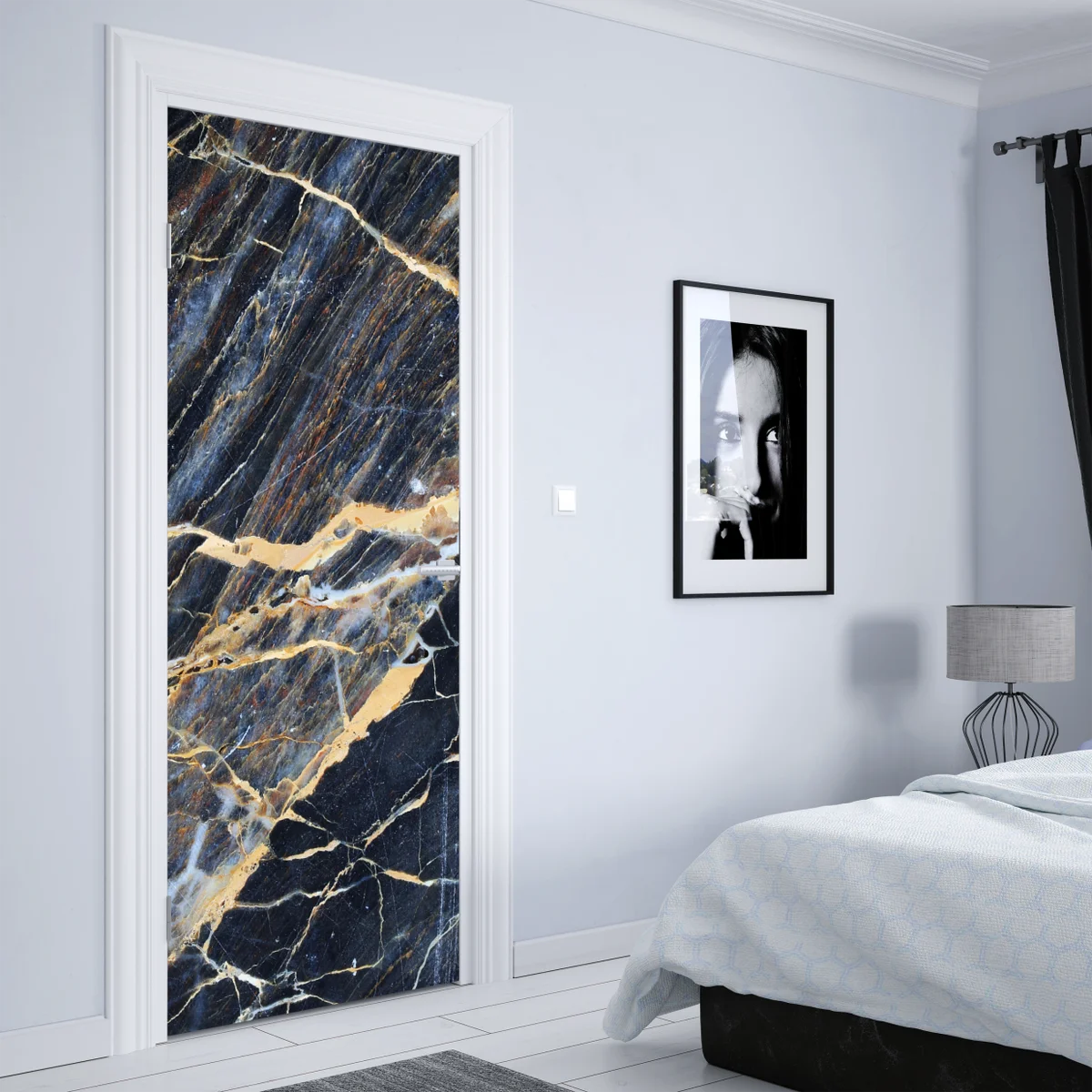 Türaufkleber dunkler marmor mit goldenen und cremefarbenen adern Türaufkleber dunkler marmor mit goldenen und cremefarbenen adern
