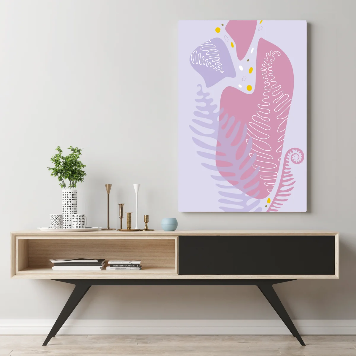 Leinwandbild zarte pastell-botanische abstraktion Leinwandbild zarte pastell-botanische abstraktion