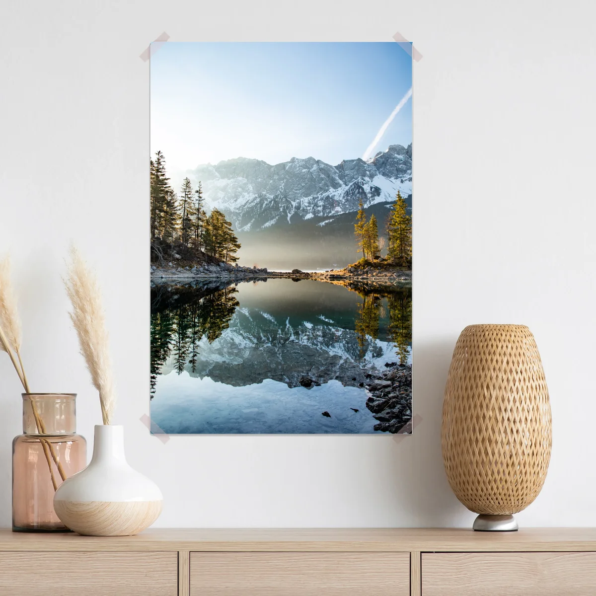 Poster bergsee spiegelung bei sonnenaufgang Poster bergsee spiegelung bei sonnenaufgang