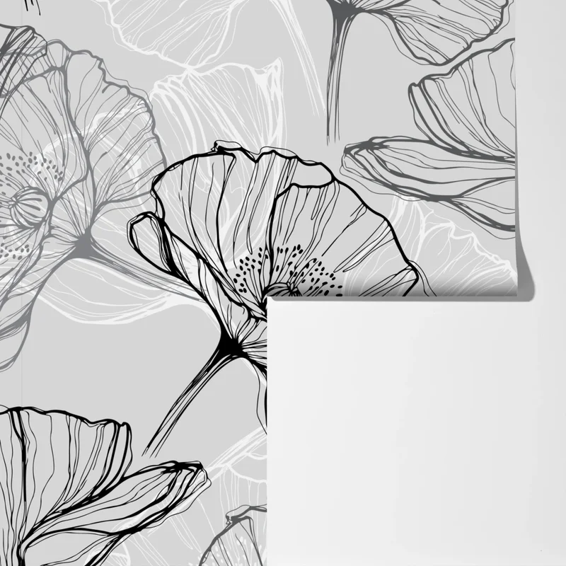 Fototapeta delikatny szary mak w rysunku liniowym Fototapeta delikatny szary mak w rysunku liniowym