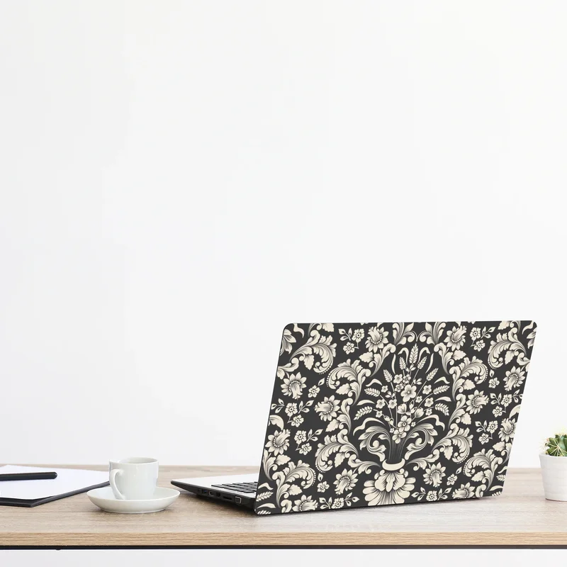 Laptop-Aufkleber vintage blumiges damastmuster