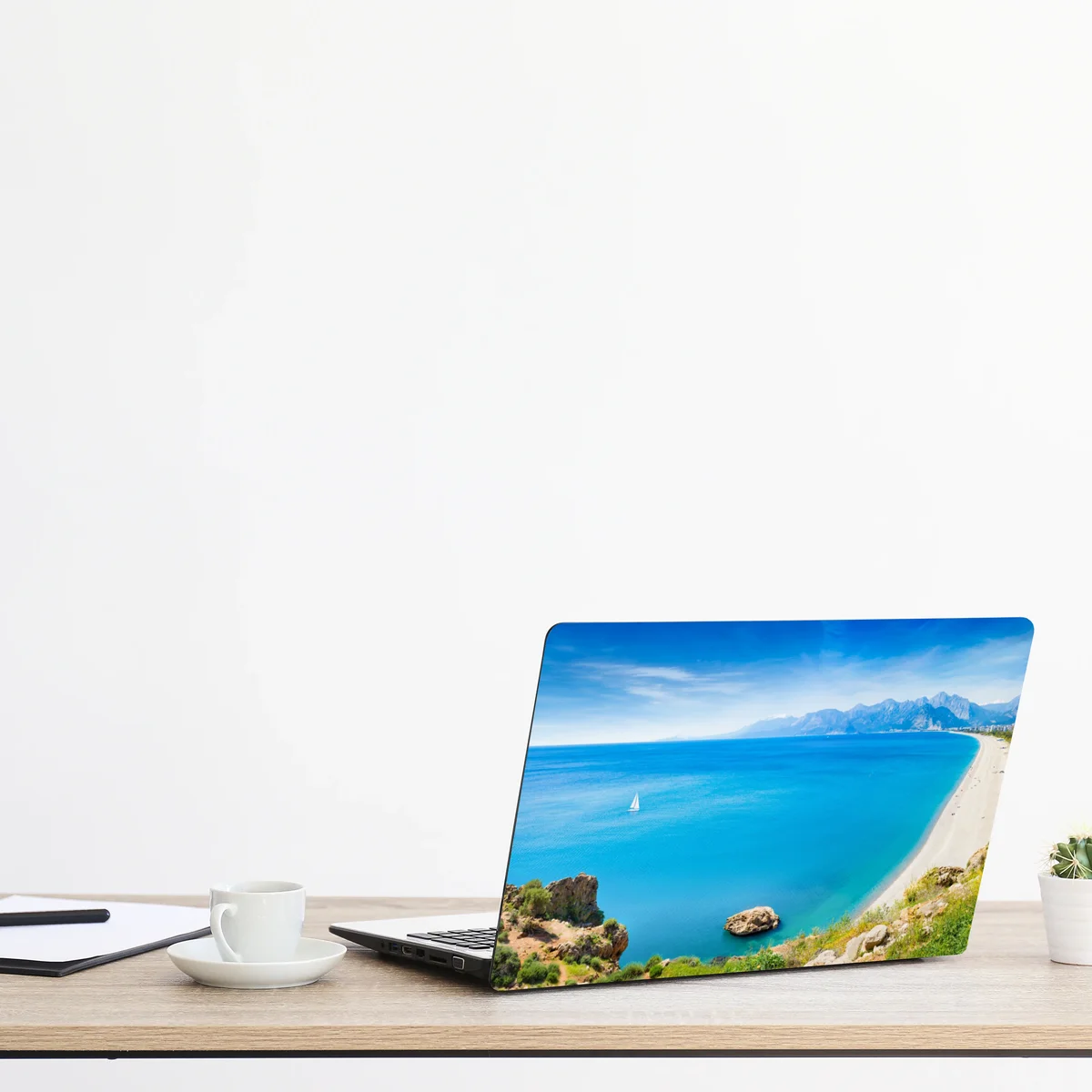 Naklejka na laptopa panoramiczna plaża Konyaalti, Antalya Naklejka na laptopa panoramiczna plaża Konyaalti, Antalya