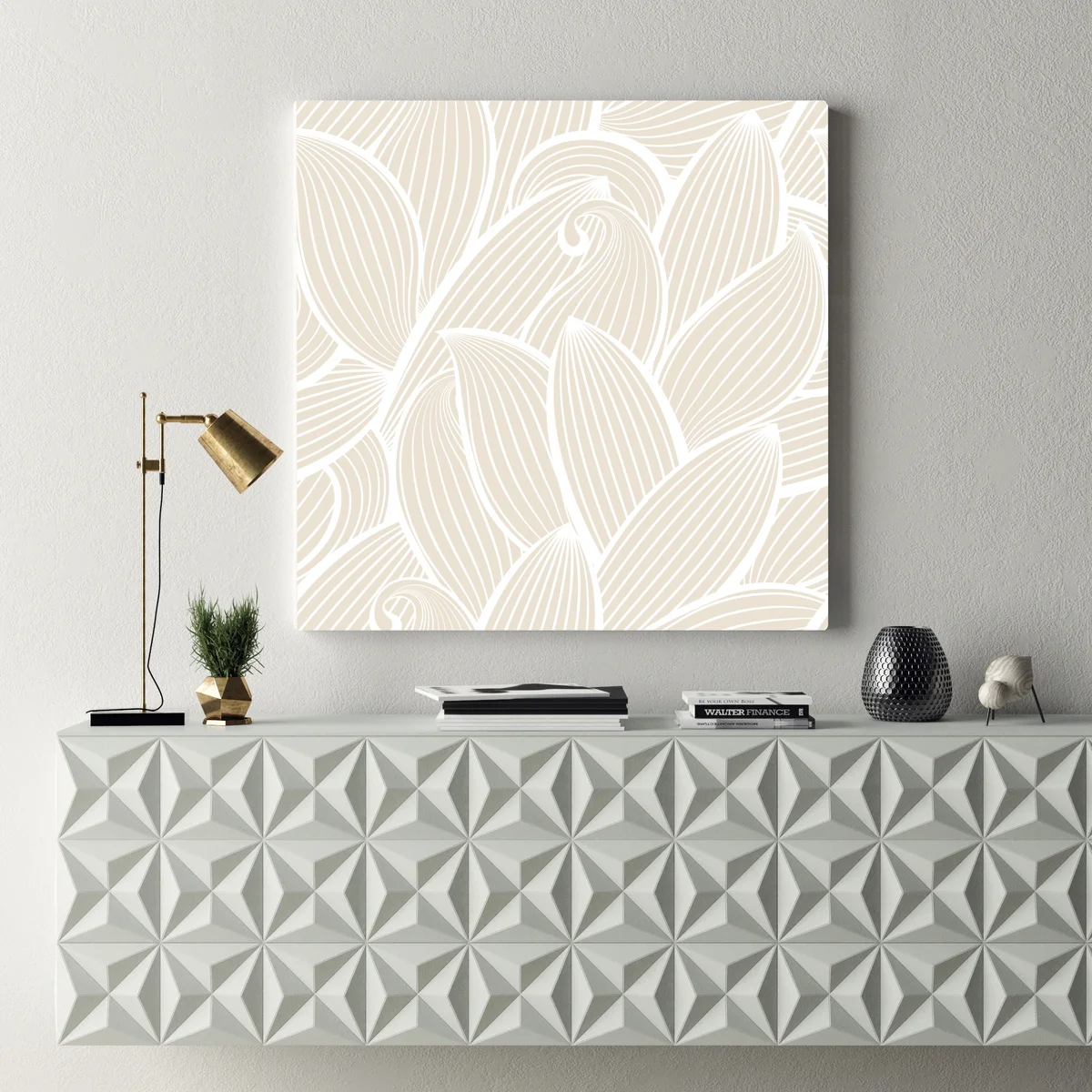 Leinwandbild zartes beige botanisches muster Leinwandbild zartes beige botanisches muster