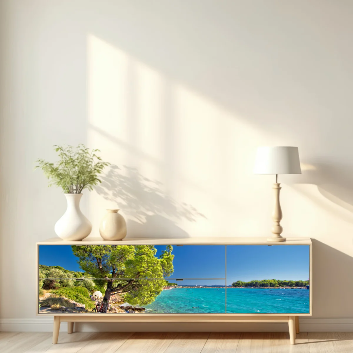 Repositionierbarer Aufkleber idyllischer türkisfarbener strand auf der Insel Murter Repositionierbarer Aufkleber idyllischer türkisfarbener strand auf der Insel Murter