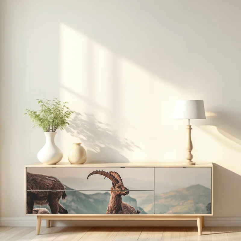 Repositionierbarer Aufkleber alpensteinbock auf felsigem kamm Repositionierbarer Aufkleber alpensteinbock auf felsigem kamm