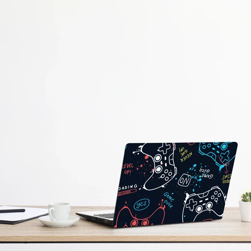 Naklejka na laptopa kolorowy wzór kontrolerów do gier
