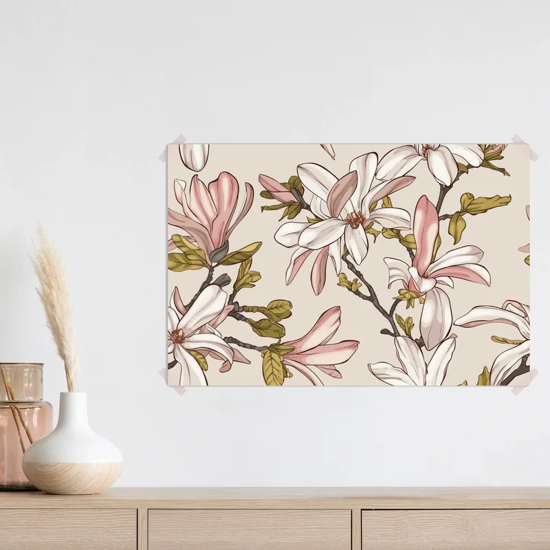 Poster pastell magnolien auf beigem grund Poster pastell magnolien auf beigem grund