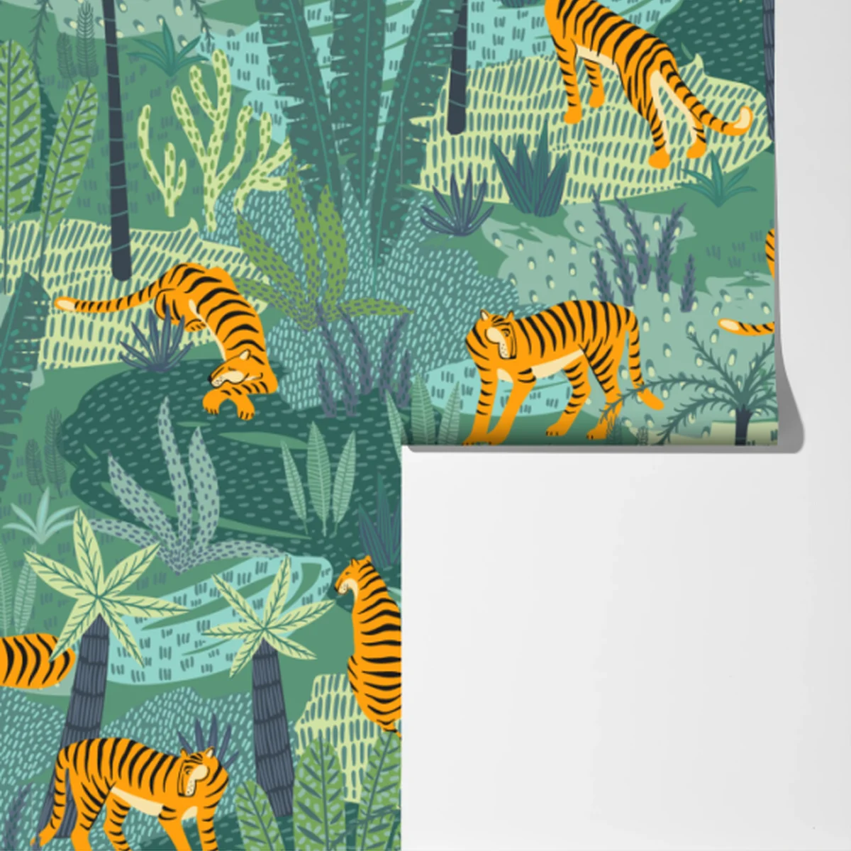 Fototapete verspieltes dschungel-tiger-muster Fototapete verspieltes dschungel-tiger-muster
