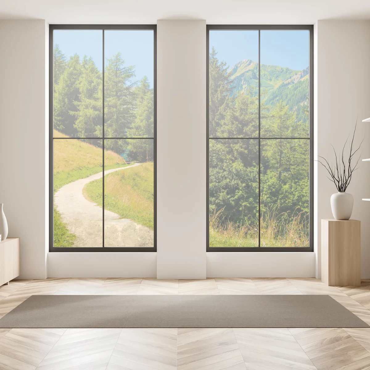 Fensteraufkleber bergweg in den Schweizer Alpen im Sommer Fensteraufkleber bergweg in den Schweizer Alpen im Sommer