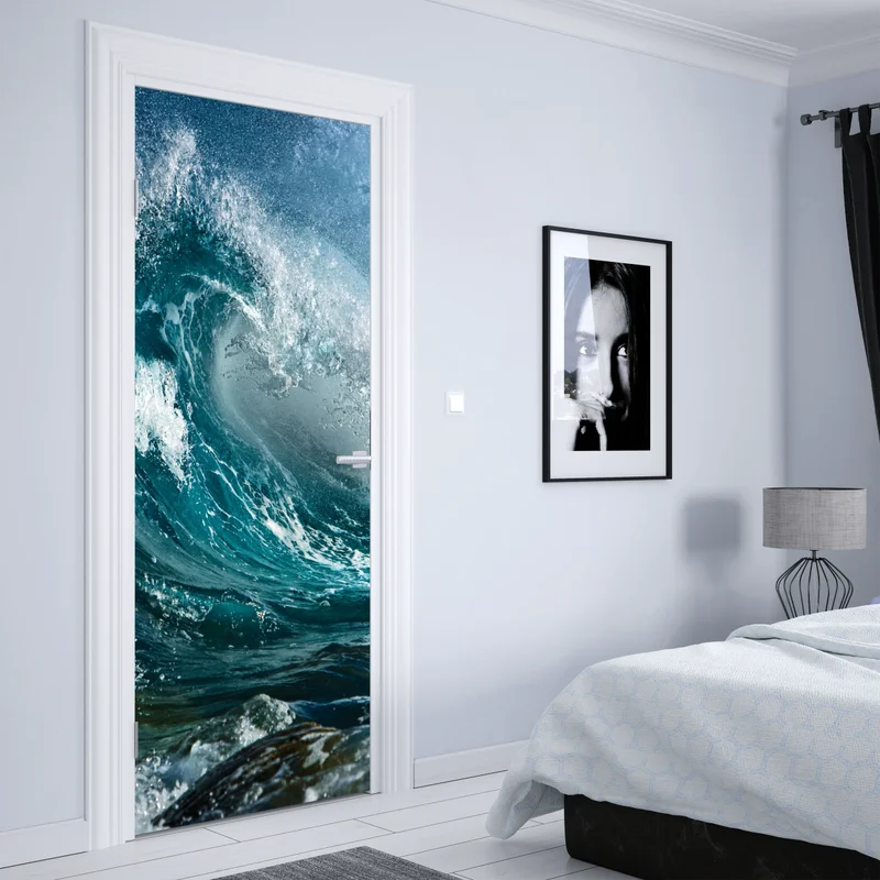 Türaufkleber türkise ozeanwelle in bewegung