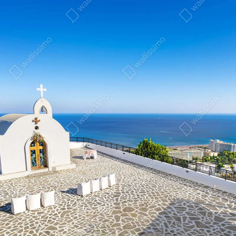 Laptop-Aufkleber weiße kapelle mit meerblick in Faliraki Laptop-Aufkleber weiße kapelle mit meerblick in Faliraki