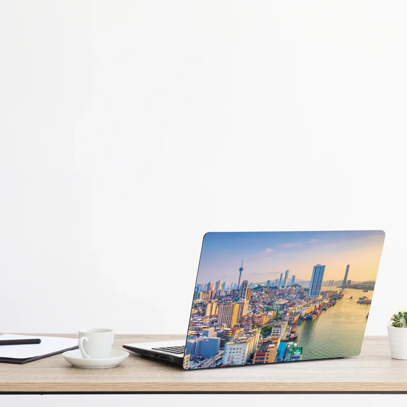 Naklejka na laptopa Macao panorama miasta o zachodzie słońca