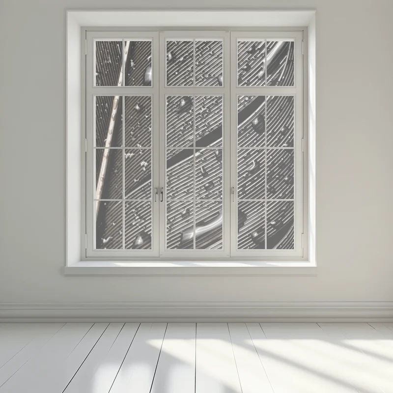 Fensteraufkleber monochrome feder mit wassertropfen