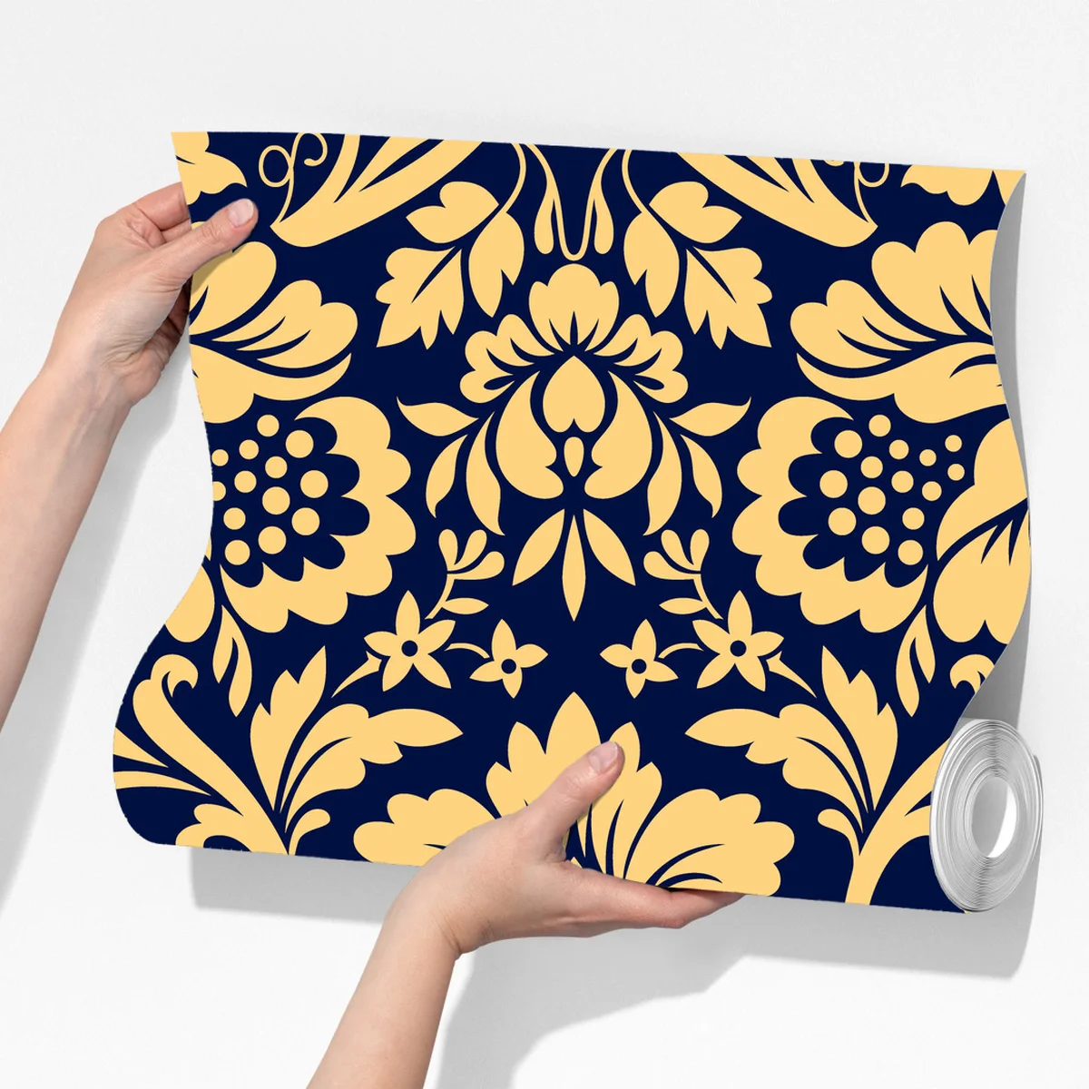 Fototapete dunkelblau-beiges damastmuster Fototapete dunkelblau-beiges damastmuster