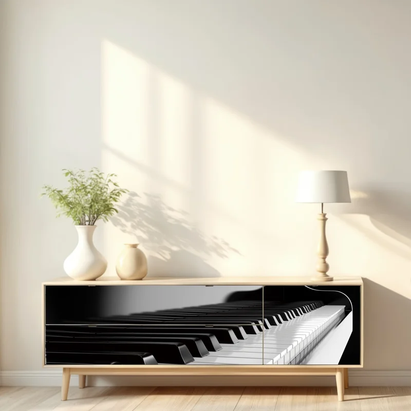 Repositionierbarer Aufkleber elegante schwarzweiß klaviertasten