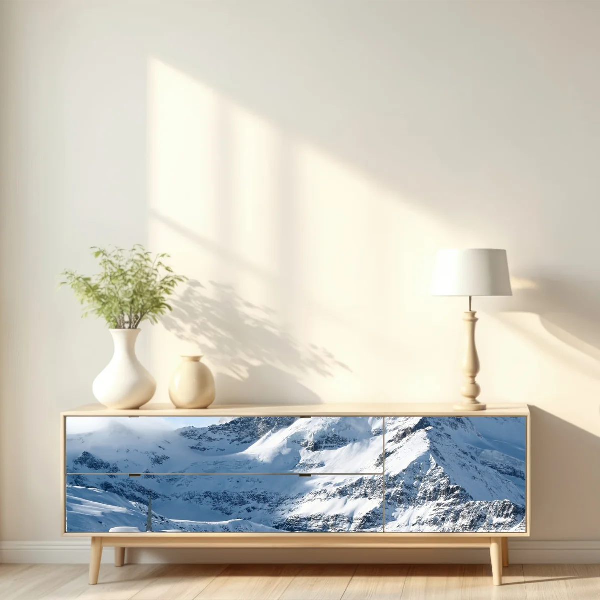 Repositionierbarer Aufkleber majestätischer alpiner gipfel im winter Repositionierbarer Aufkleber majestätischer alpiner gipfel im winter