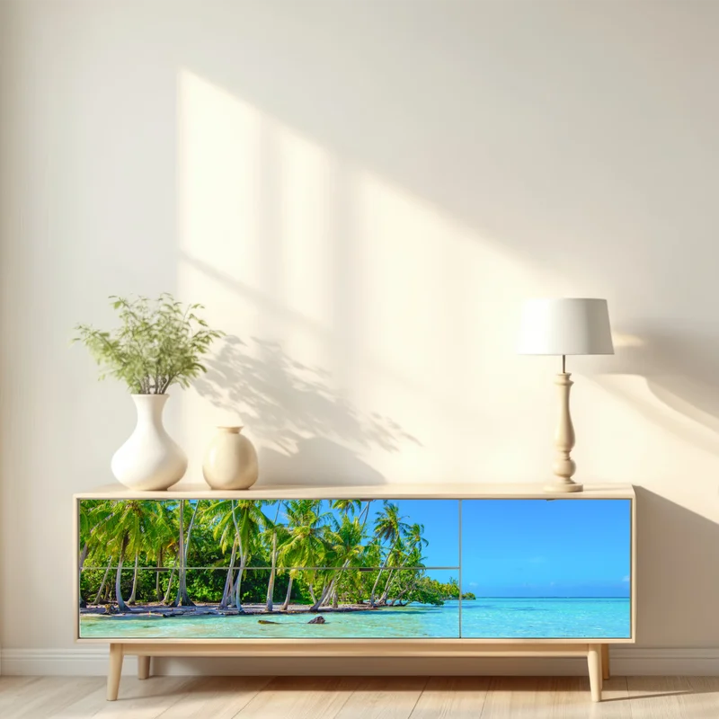 Repositionierbarer Aufkleber tropischer palmenstrand Repositionierbarer Aufkleber tropischer palmenstrand