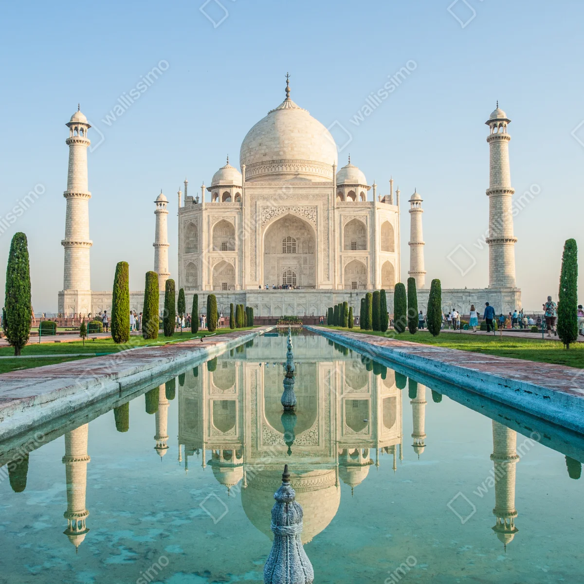 Poster Taj Mahal spiegelung im morgendlichen licht Poster Taj Mahal spiegelung im morgendlichen licht