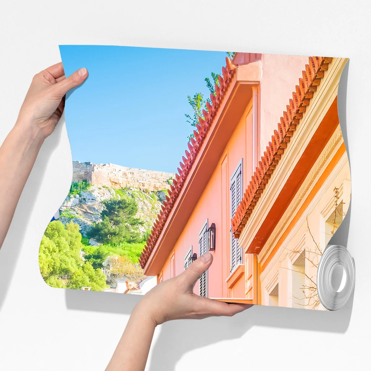 Fototapeta słoneczna grecka uliczka z bougainvilleą Fototapeta słoneczna grecka uliczka z bougainvilleą