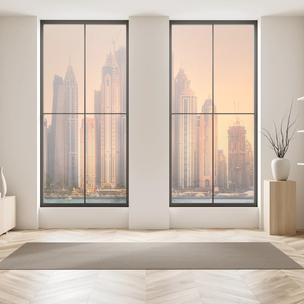 Fensteraufkleber Dubai skyline im goldenen licht Fensteraufkleber Dubai skyline im goldenen licht