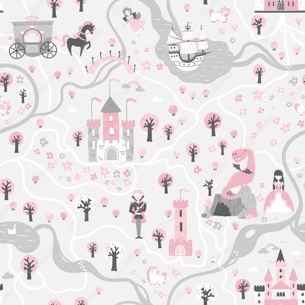 Fototapeta pastelowa mapa baśniowa Fototapeta pastelowa mapa baśniowa