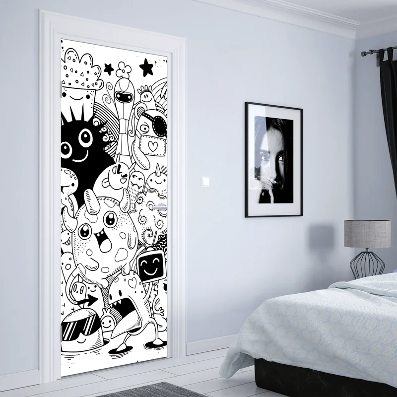 Türaufkleber verspielte monster-zeichnung Türaufkleber verspielte monster-zeichnung