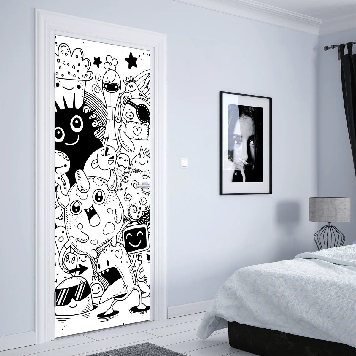 Türaufkleber verspielte monster-zeichnung Türaufkleber verspielte monster-zeichnung