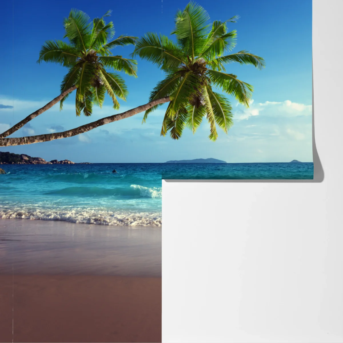 Fototapete tropischer Karibikstrand bei sonnenuntergang Fototapete tropischer Karibikstrand bei sonnenuntergang