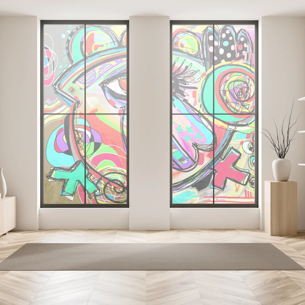 Fensteraufkleber lebhaftes abstraktes auge im pop-art stil Fensteraufkleber lebhaftes abstraktes auge im pop-art stil