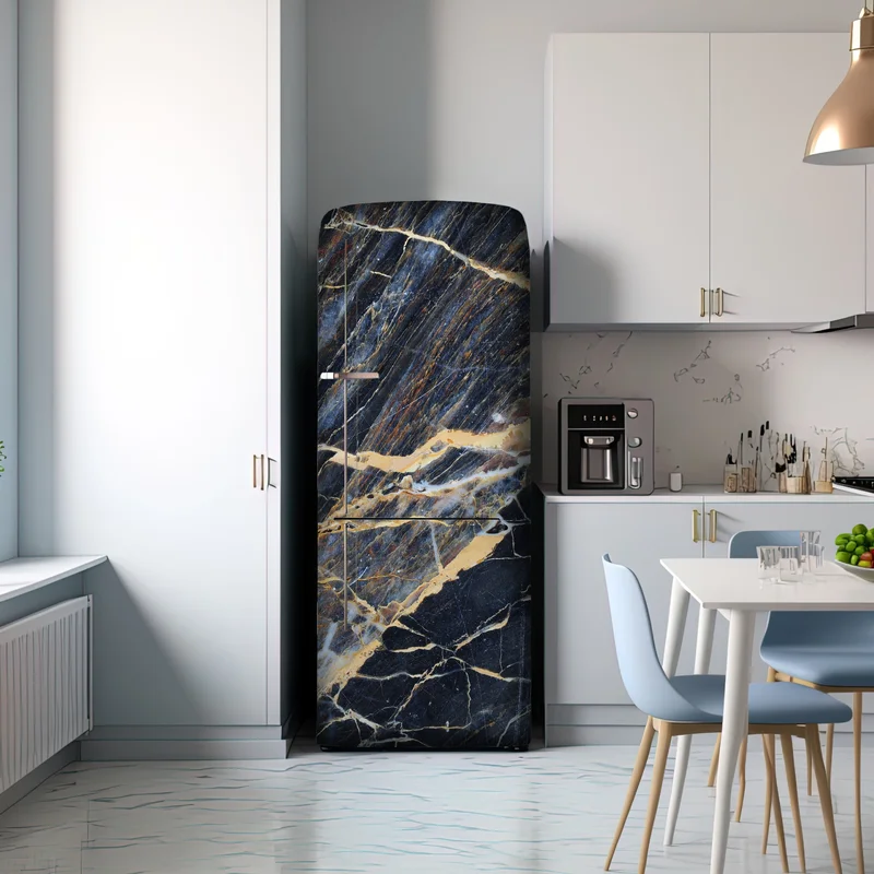 Kühlschrankaufkleber dunkler marmor mit goldenen und cremefarbenen adern Kühlschrankaufkleber dunkler marmor mit goldenen und cremefarbenen adern